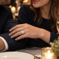 Trinity - Cushion Three-Stone Moissanite Ring with Trapezoid Side Stones