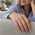 Juliette - Round Moissanite Engagement Ring with Pavé Band