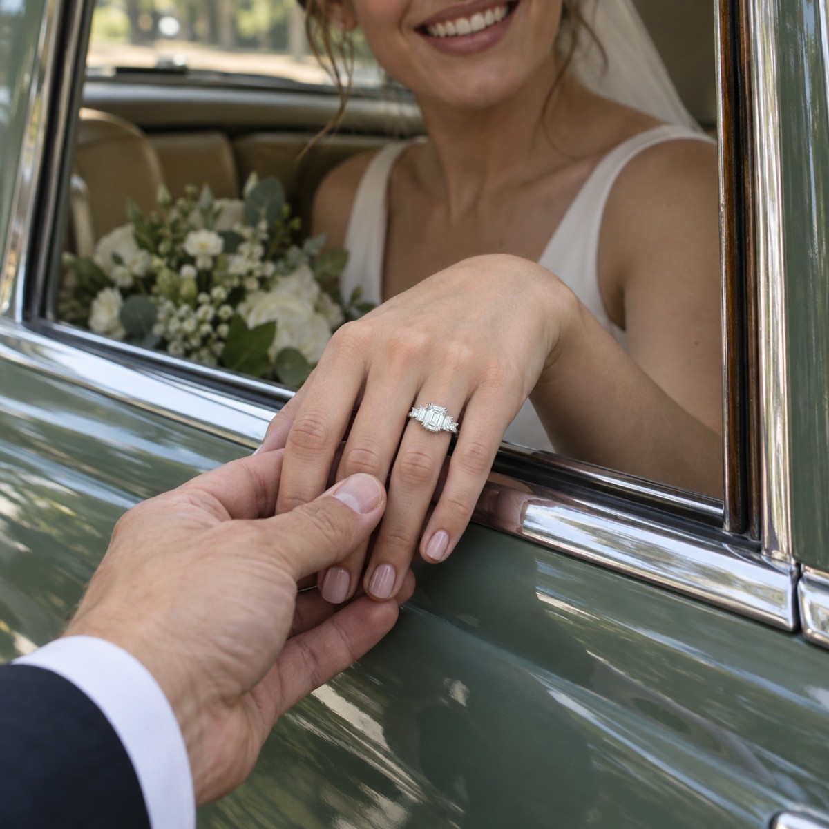 Mosaic - Emerald Cut Five-Stone Moissanite Ring