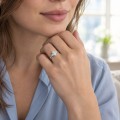 Posy - Marquise Moissanite Ring with Cluster Side Stones
