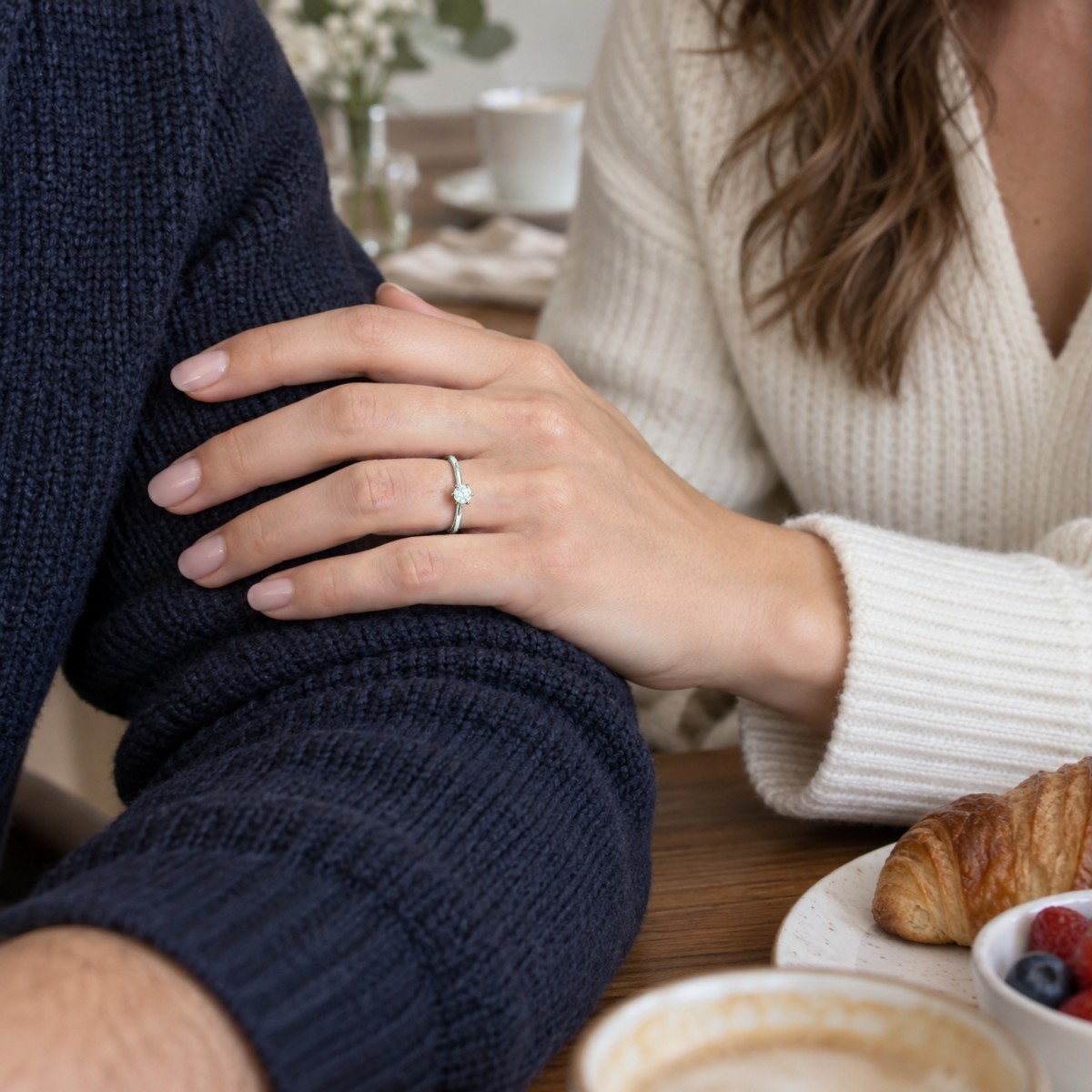 Lily - Round Moissanite Solitaire Ring in Tulip Setting