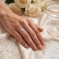 Nina - Oval Moissanite Ring with Pavé Side Stones