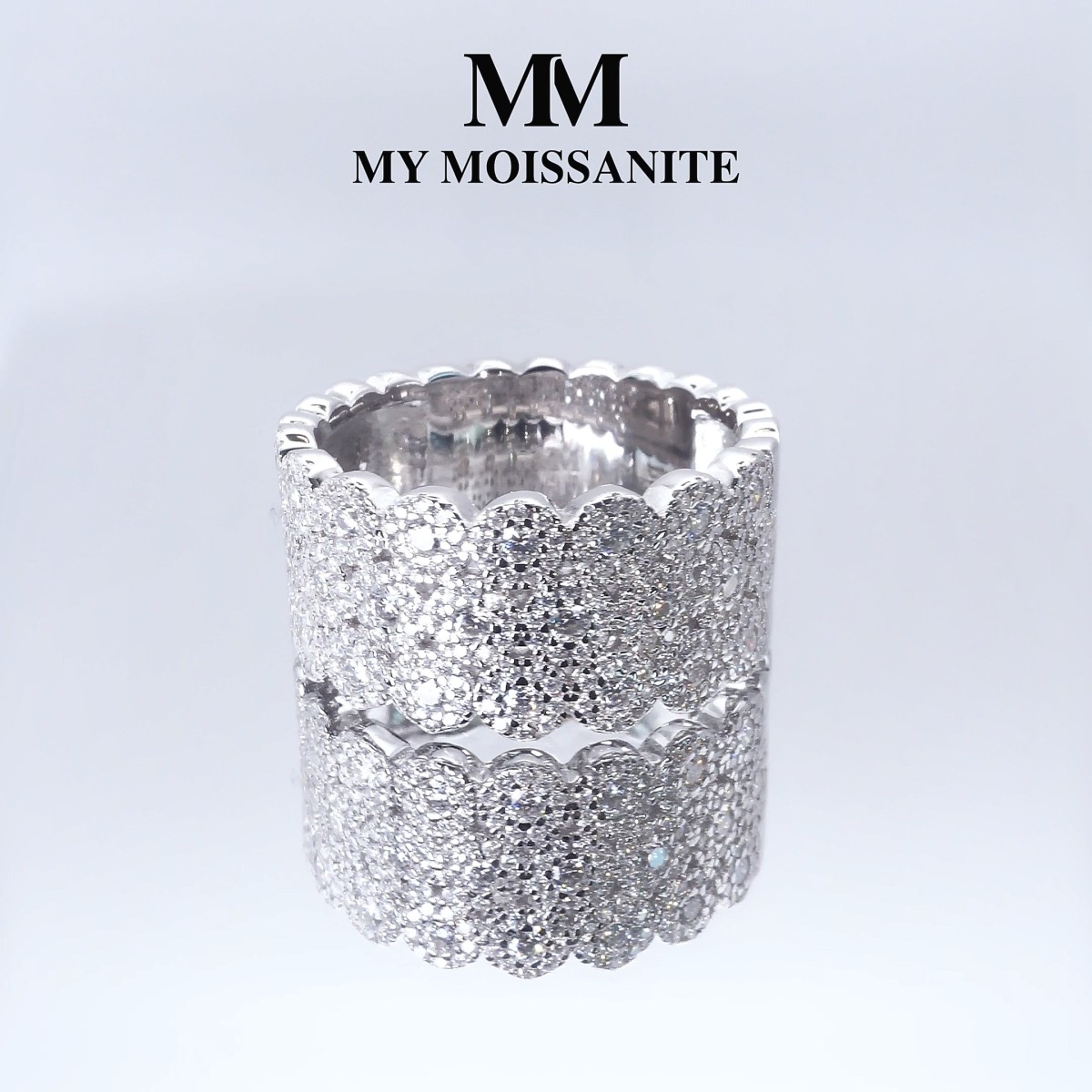 Cresta - Wide Pavé Set Moissanite Engagement Ring