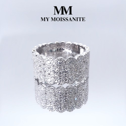 Cresta - Wide Pavé Set Moissanite Engagement Ring