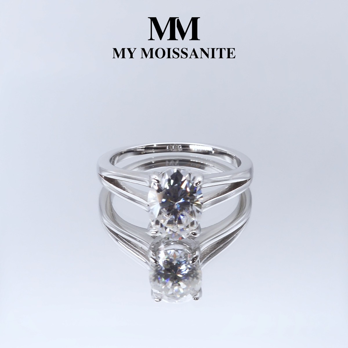 Grace – Oval Split-Shank Moissanite Ring