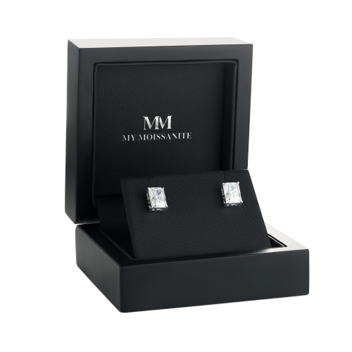 Lustrine - Radiant Moissanite Stud Earrings