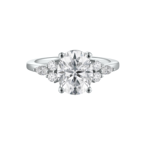 Lustrina - Oval Moissanite Ring with Dazzling Accents