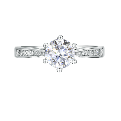 Sophia - Moissanite Engagement Ring with Pavé Side Stones
