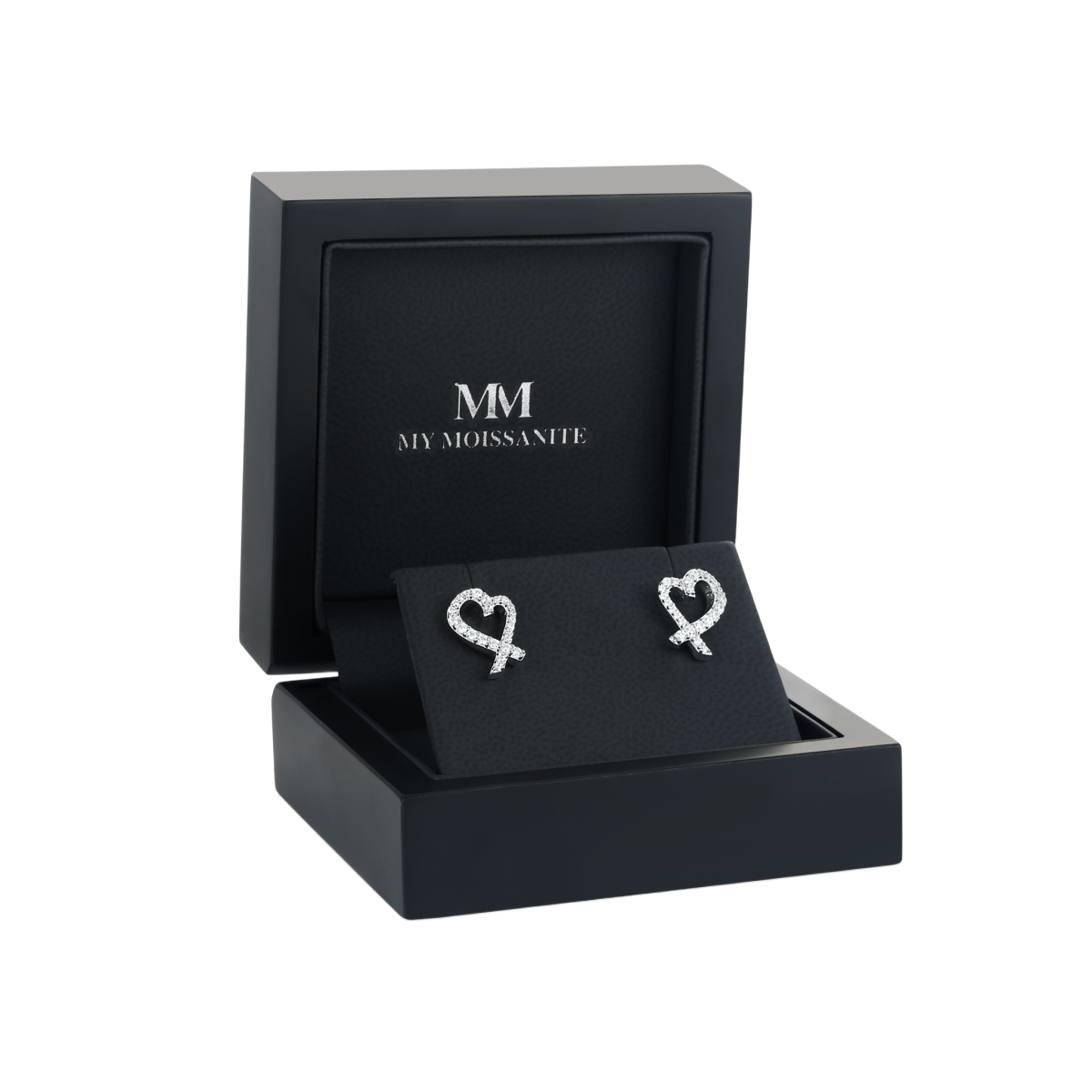 Heart Strings - Moissanite Stud Earrings in Pavé Setting
