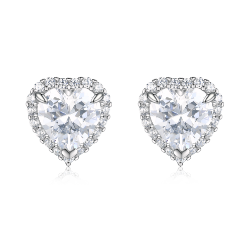 Belleza - Heart Moissanite Earrings in Halo Setting
