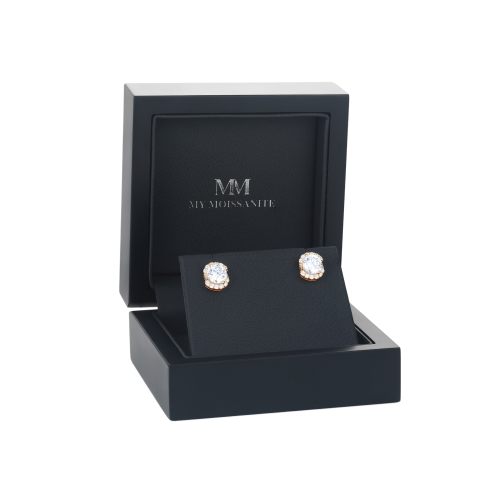 14K Rose Gold Moissanite Earrings