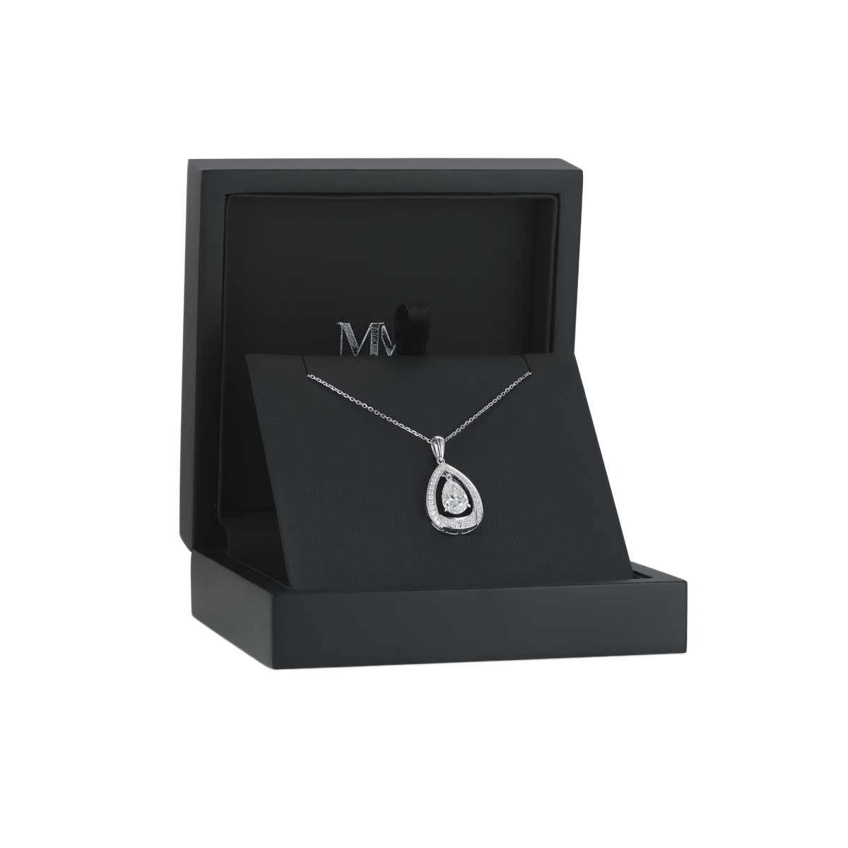 Pendula – Teardrop Moissanite Pendant with Dual Halo Elegance