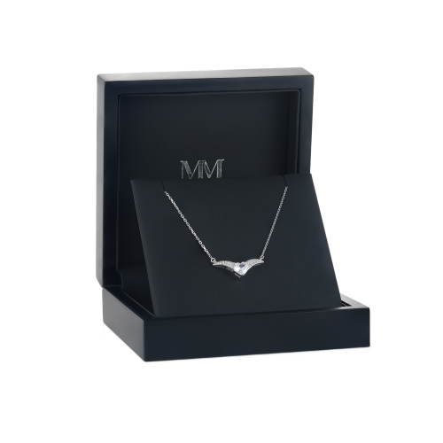 Vaneza - Elegant Moissanite V-shaped Necklace with Pave Accents