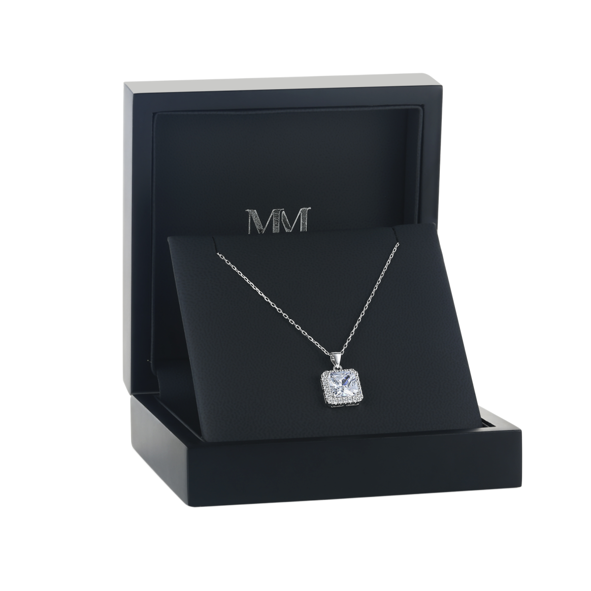 Radiance - Princess Cut Halo Moissanite Pendant