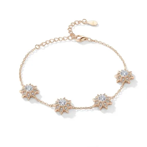 Stellara - Floral Moissanite Bracelet with Adjustable Chain