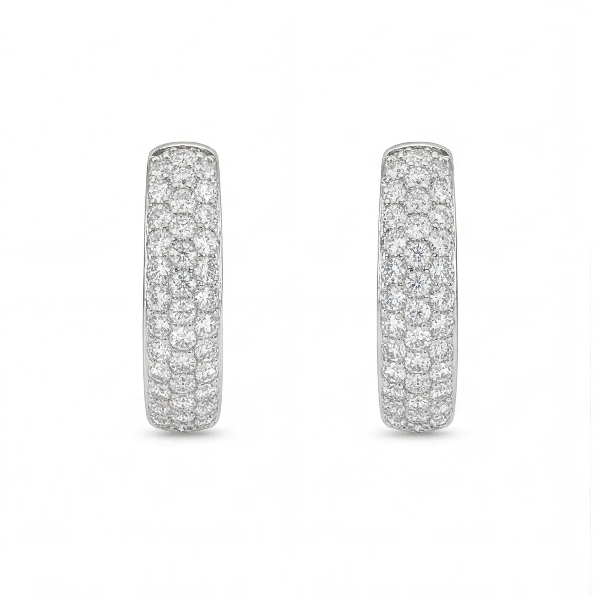 Glintique - Pavé Set Moissanite Huggie Hoop Earrings with Hinged Closure