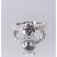 Majestica - Oval Moissanite Ring with Side Stones