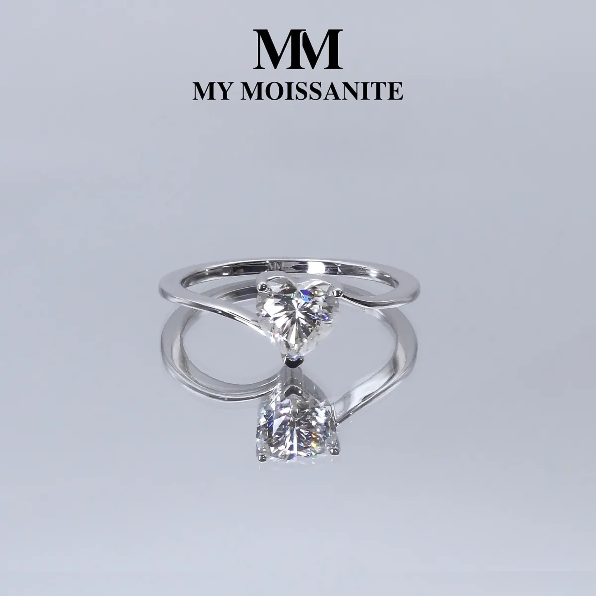 Amora - Heart Solitaire Moissanite Ring