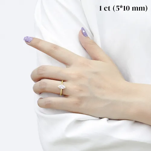 Liana - Marquise Solitaire Moissanite Ring - lifestyle