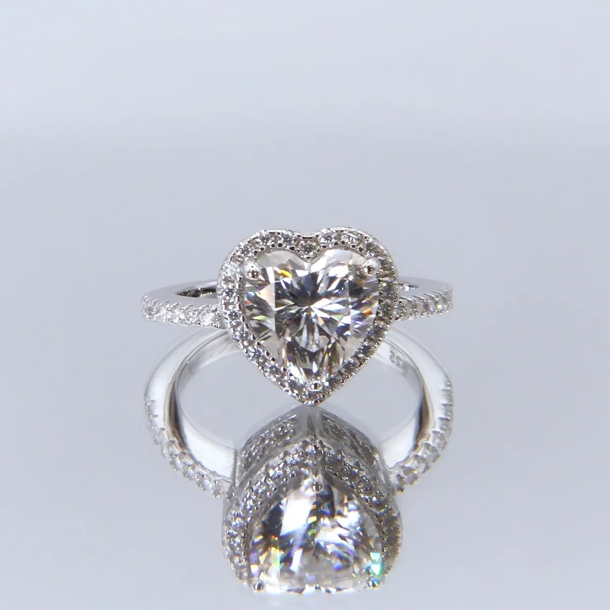 Heartshine – Heart Moissanite Ring in Halo Setting