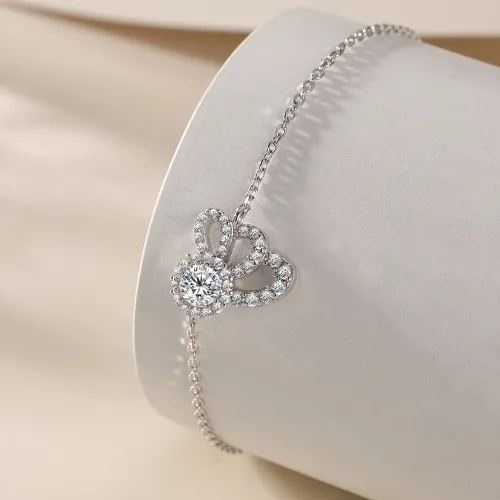 Ornella - Floral Halo Moissanite Bracelet with Adjustable Chain - lifestyle