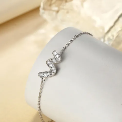 Serpentine - Moissanite Infinity Bracelet with Pave-Set Gemstones - lifestyle