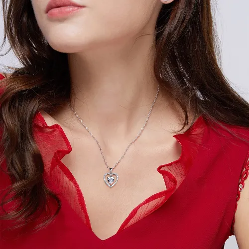 Valoria - Heart-Shaped Moissanite Pendant with Halo Detail - lifestyle