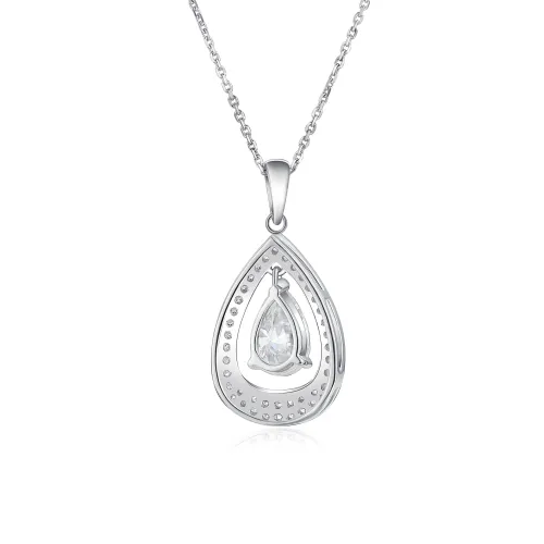 Pendula – Teardrop Moissanite Pendant with Dual Halo Elegance - lifestyle