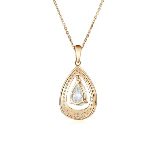 Pendula – Teardrop Moissanite Pendant with Dual Halo Elegance - lifestyle