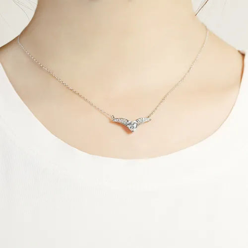 Vaneza - Elegant Moissanite V-shaped Necklace with Pave Accents - lifestyle