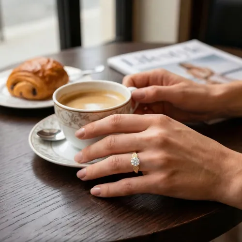 Feathra - Harry Potter Golden Snitch Moissanite Ring with Winged Accents - lifestyle