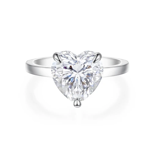Amorelle - Heart Cut Moissanite Engagement Ring with Hidden Halo