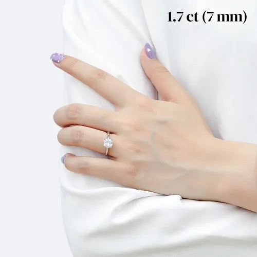 Elara - Cushion Solitaire Moissanite Ring - lifestyle