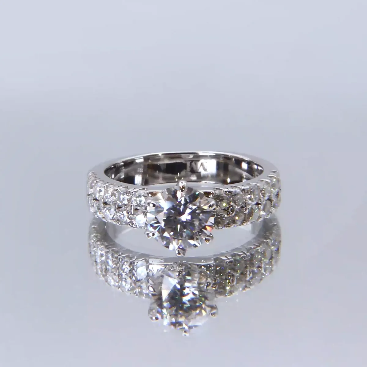 Serena - Moissanite Ring with Double Pavé Side Stones