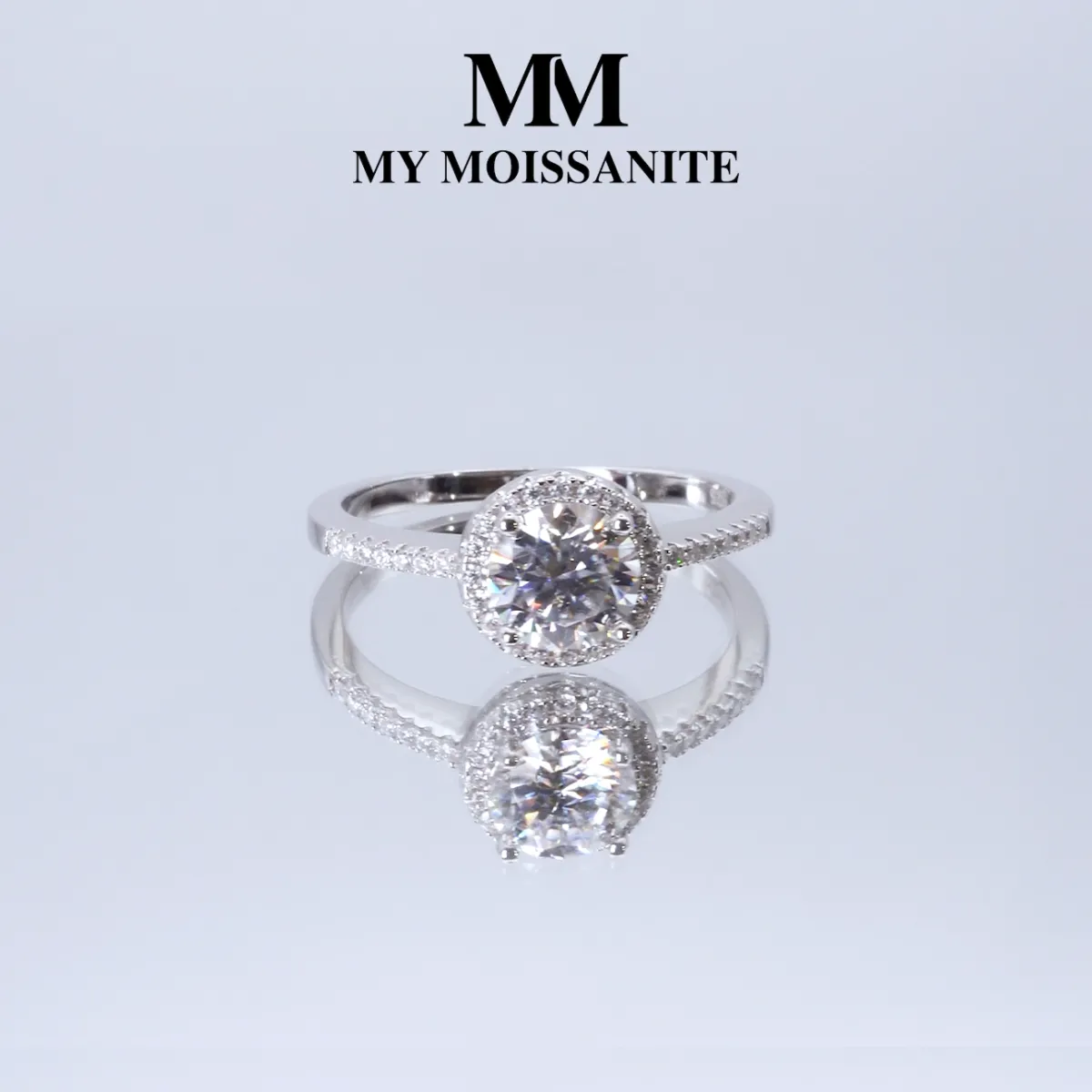 Seraphina - Moissanite Halo Engagement Ring
