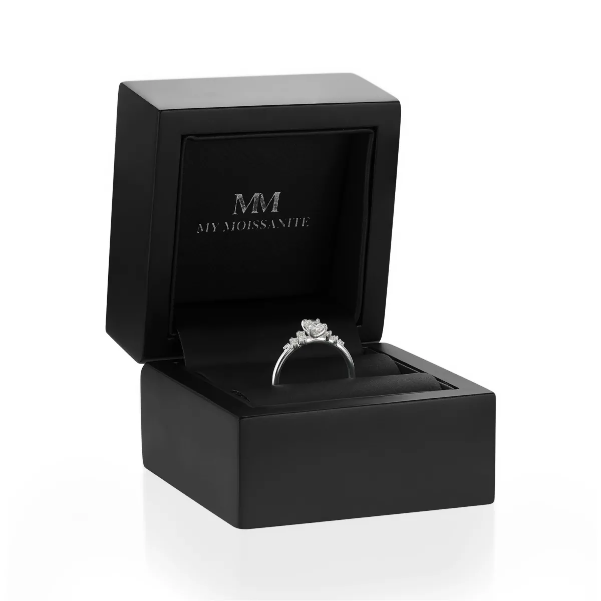 Ovaline - Moissanite Ring with Minimalistic Side Stones