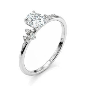 Ovaline - Oval Moissanite Ring with Minimalistic Side Stones
