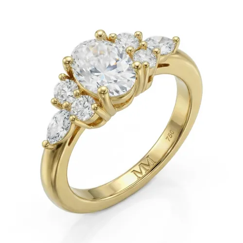 Lustrina - Oval Moissanite Ring with Dazzling Accents