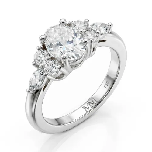 Lustrina - Oval Moissanite Ring with Dazzling Accents
