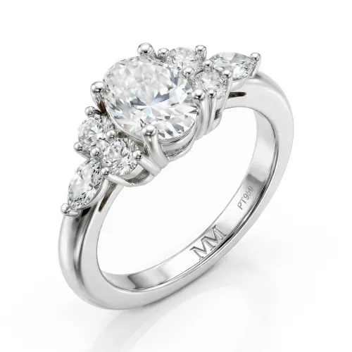 Lustrina - Oval Moissanite Ring with Dazzling Accents