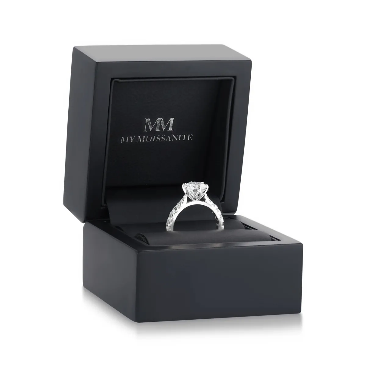 Yuliana - Moissanite Ring in Tulip Setting with Dazzling Side Stones