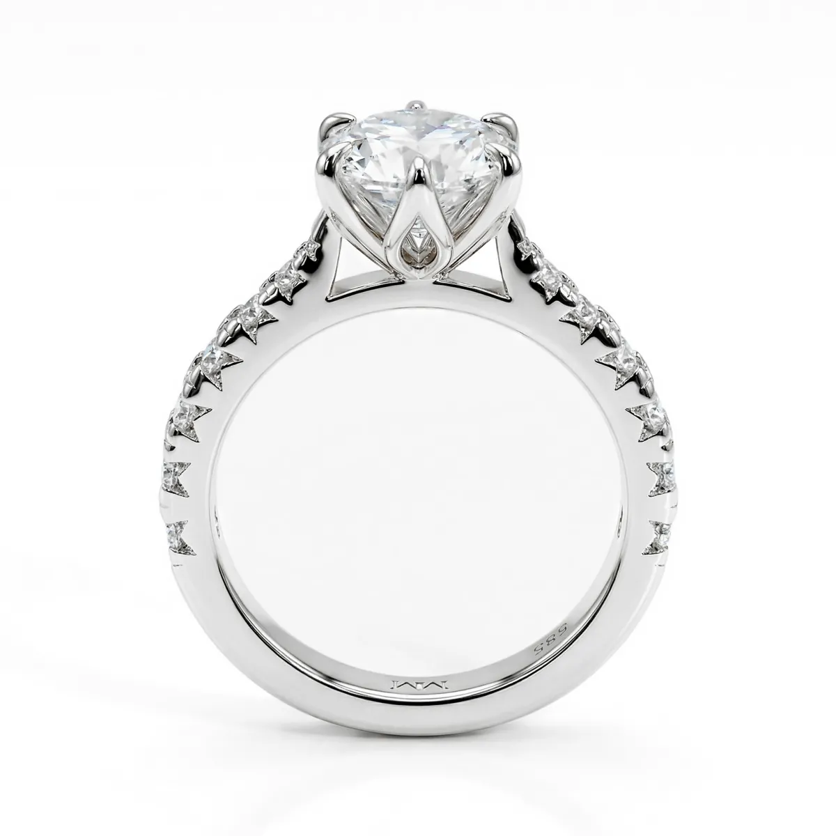 Yuliana - Moissanite Ring in Tulip Setting with Dazzling Side Stones