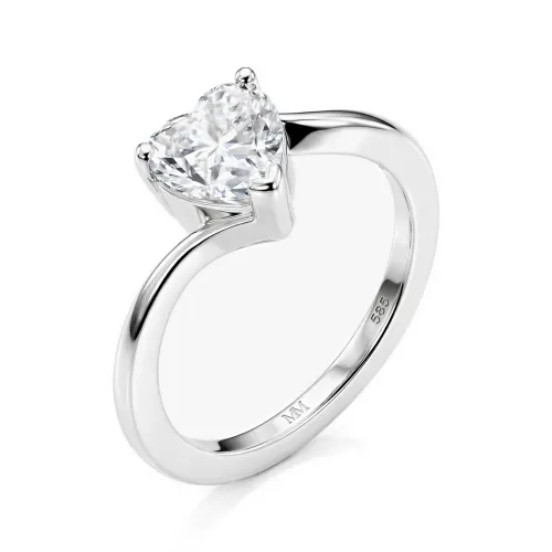 Amora - Heart Solitaire Moissanite Ring