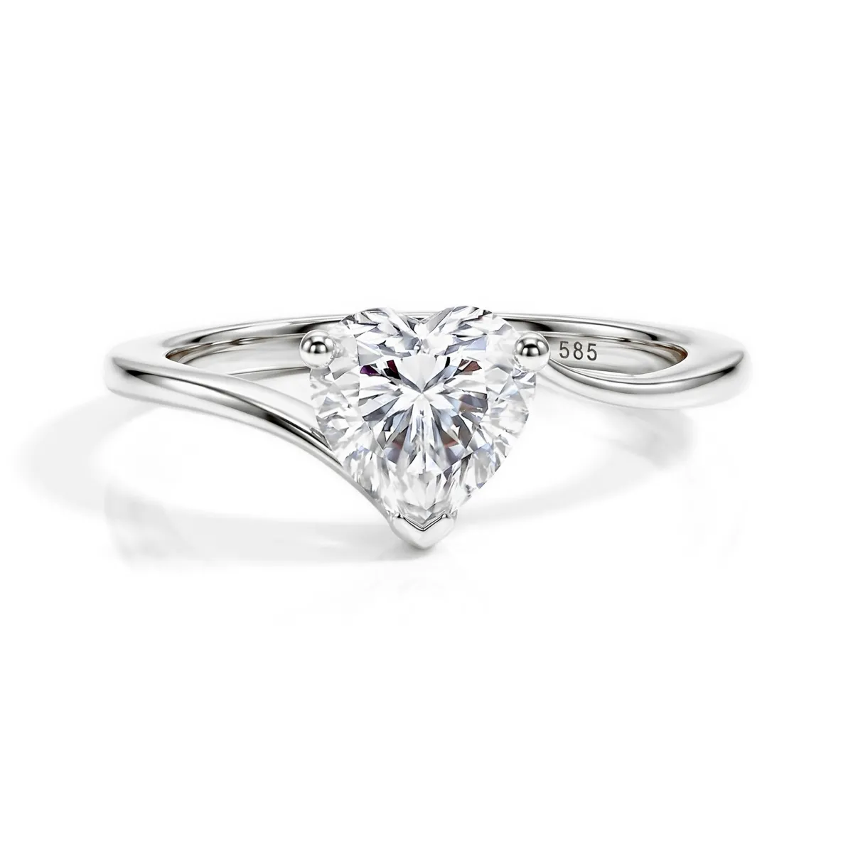 Amora - Heart Solitaire Moissanite Ring