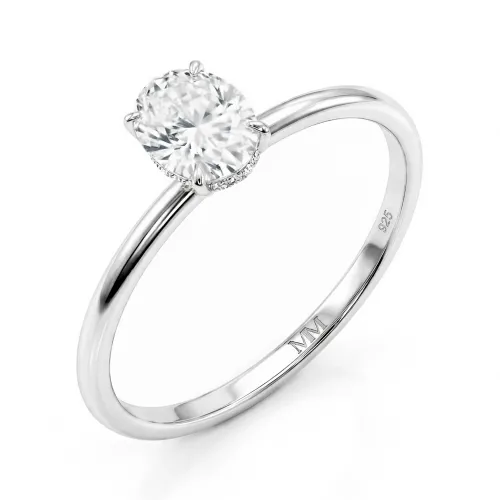 Mystique - Oval Cut Solitaire Moissanite Ring with Hidden Halo | Wedfit