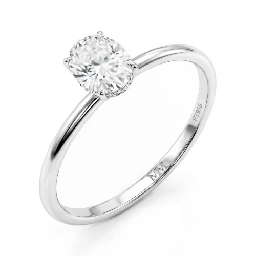 Mystique - Oval Cut Solitaire Moissanite Ring with Hidden Halo | Wedfit