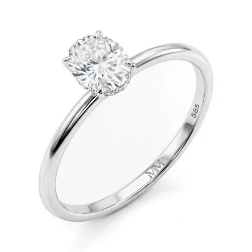 Mystique - Oval Cut Solitaire Moissanite Ring with Hidden Halo | Wedfit