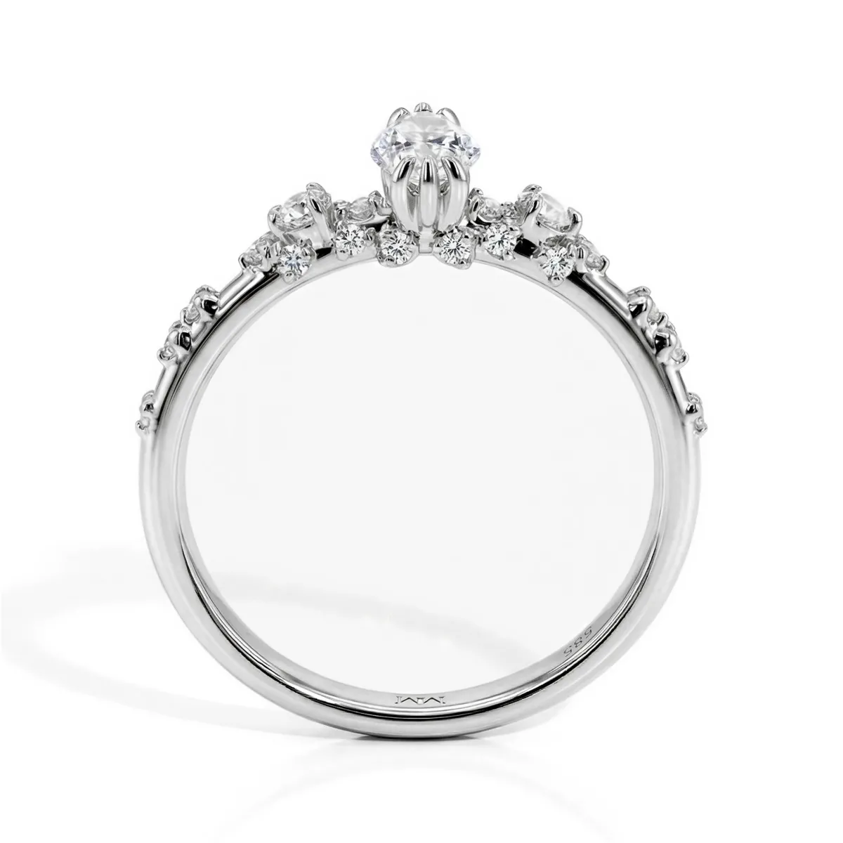 Elegante - Marquise Moissanite Ring with Vintage-Inspired Minimalist Side Stones