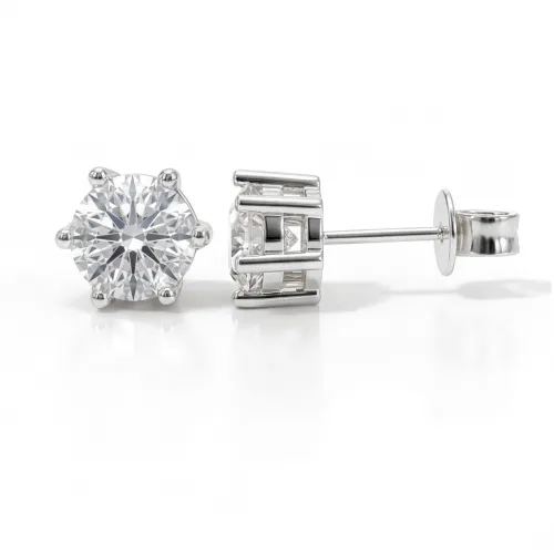 Sirius - Classic Six-Prong Moissanite Stud Earrings
