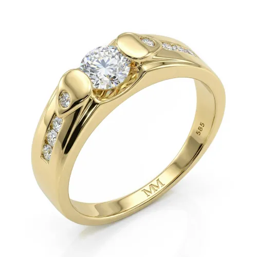 Onyx - Men's Moissanite Ring with Accent Side Stones